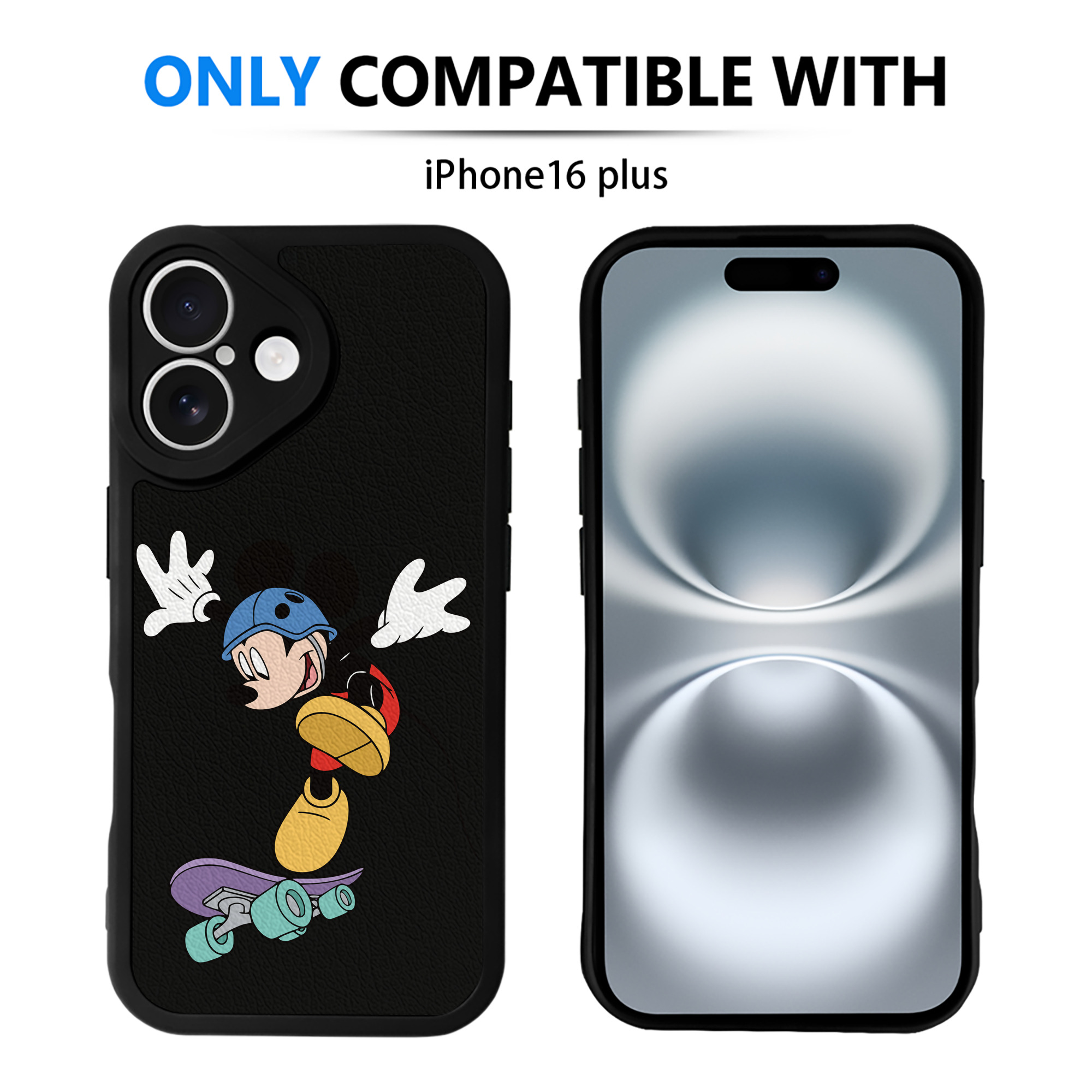 （画像用） ミッキーマウス Mickey Mouse 【iPhone 16シリーズ対応】シリコンスマホケース（レザー調） 材質：シリコン